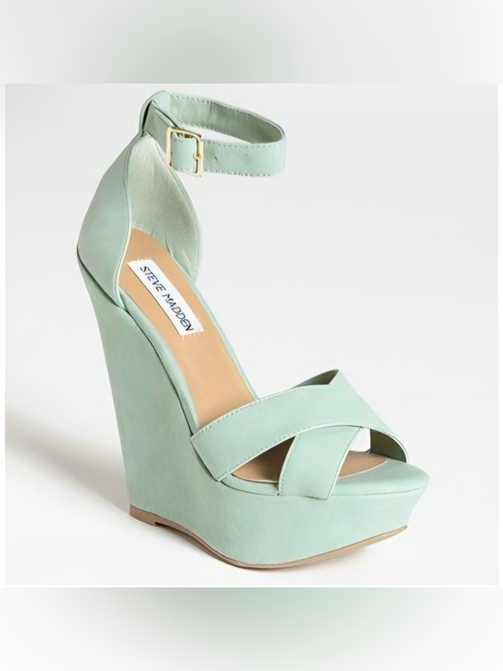 Steve Madden Vintage Mint Green Suede Wedge Heels